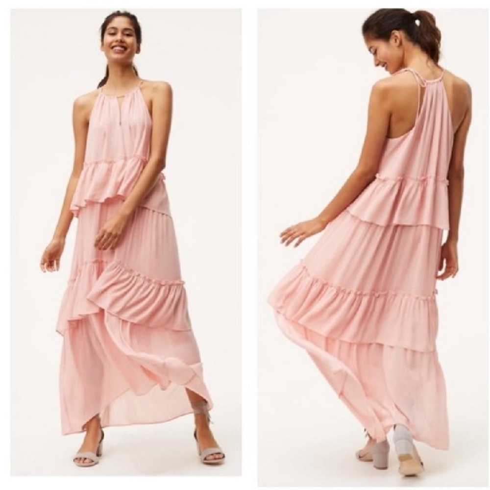 LOFT Tiered Halter Maxi Dress